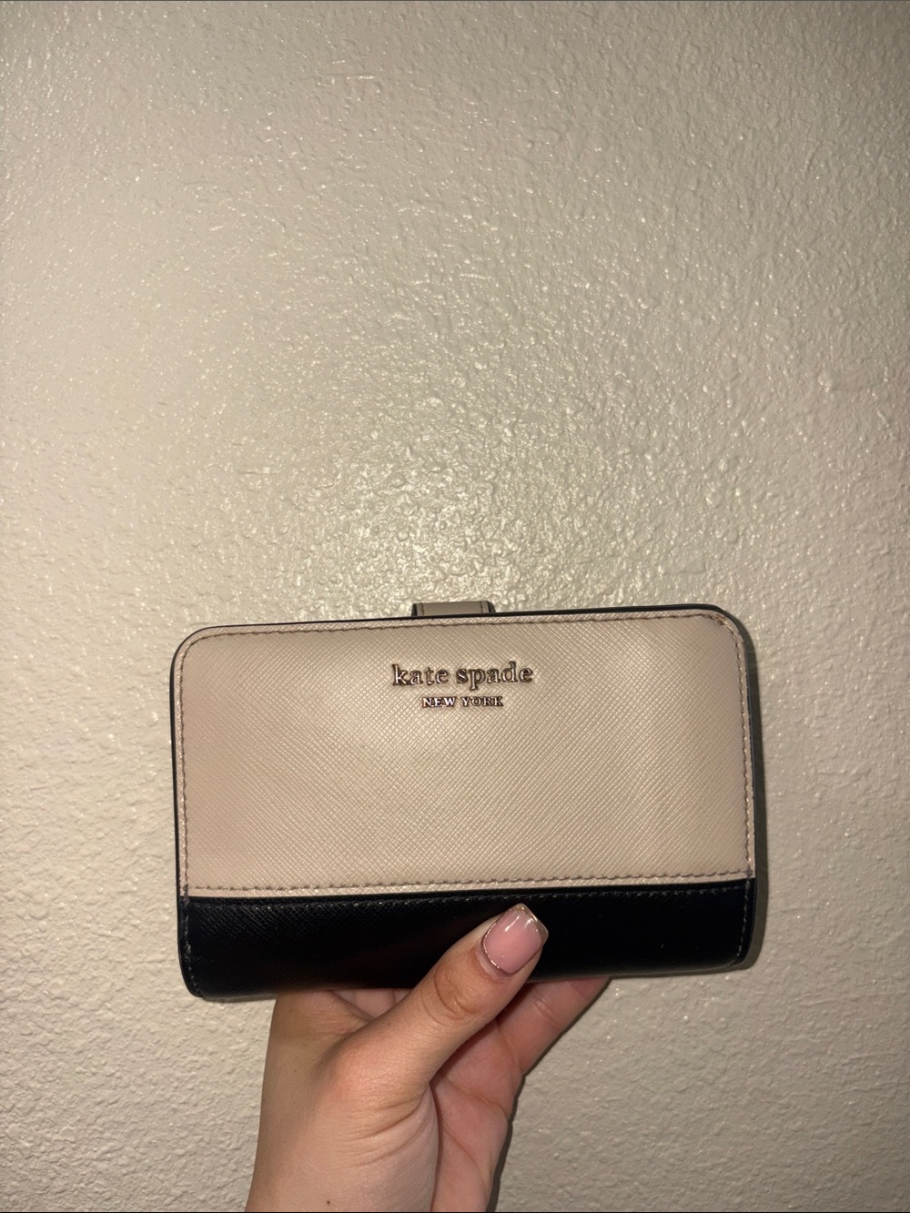 kate spade Beige and Black Two-Tone Snap Wallet